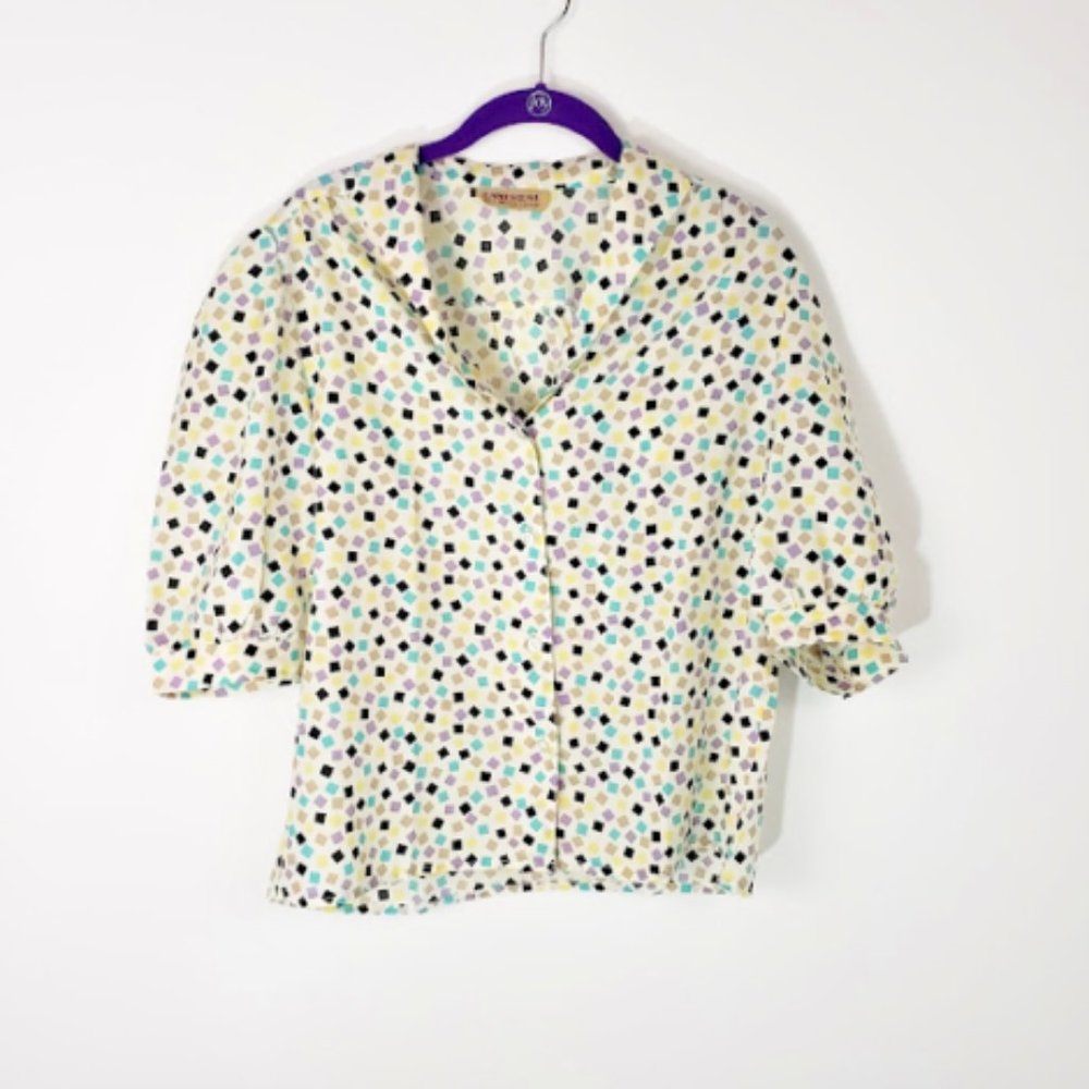 Vtg Cambridge Jack Winter Design Button Up Blouse